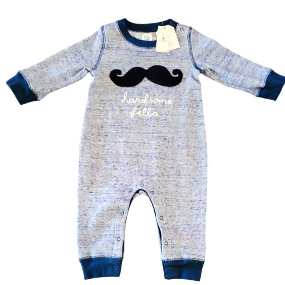 NWT BABY GAP "HANDSOME FELLA" ROMPER SZ. 6-12 MONTHS